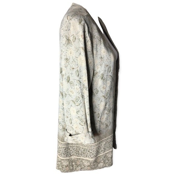 Tori Alexander Vintage Floral 3/4 Sleeve Open Front Cardigan Blouse - Picture 3 of 6